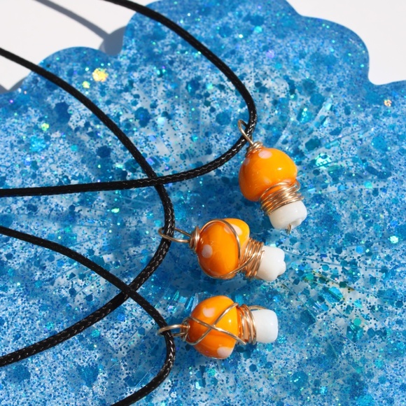 Orange Mushroom Pendant Necklace - Picture 8 of 9